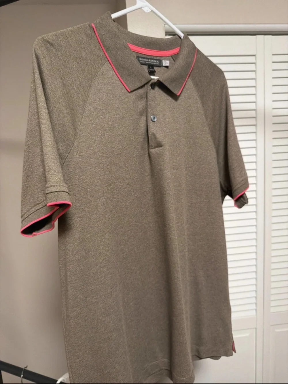 Banana Republic Tan Polo with Pink Trim